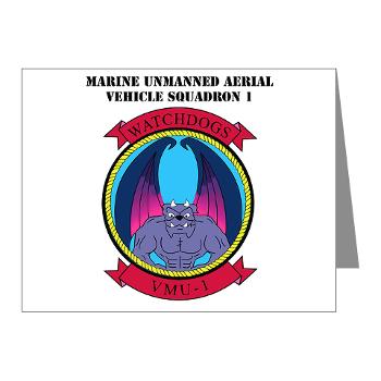 MUAVS1 - M01 - 02 - Marine Unmanned Aerial Vehicle Sqdrn 1 with text - Note Cards (Pk of 20)